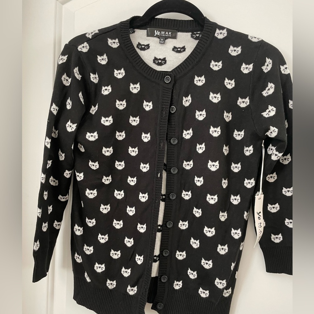 Black & White Cat Cardigan
